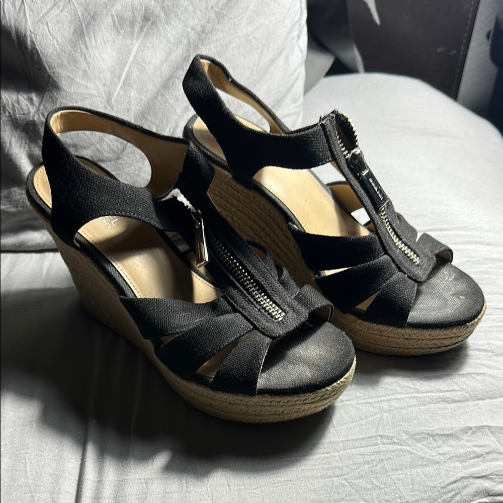 Black Wedge Sandals